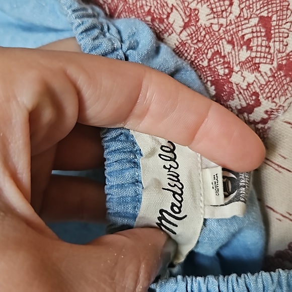 Madewell Chambray Bubble Crop Tank Top - Picture 3 of 4